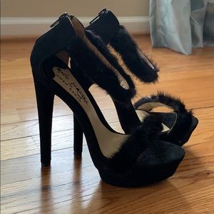 Mario Zamagna Black mink stilettos